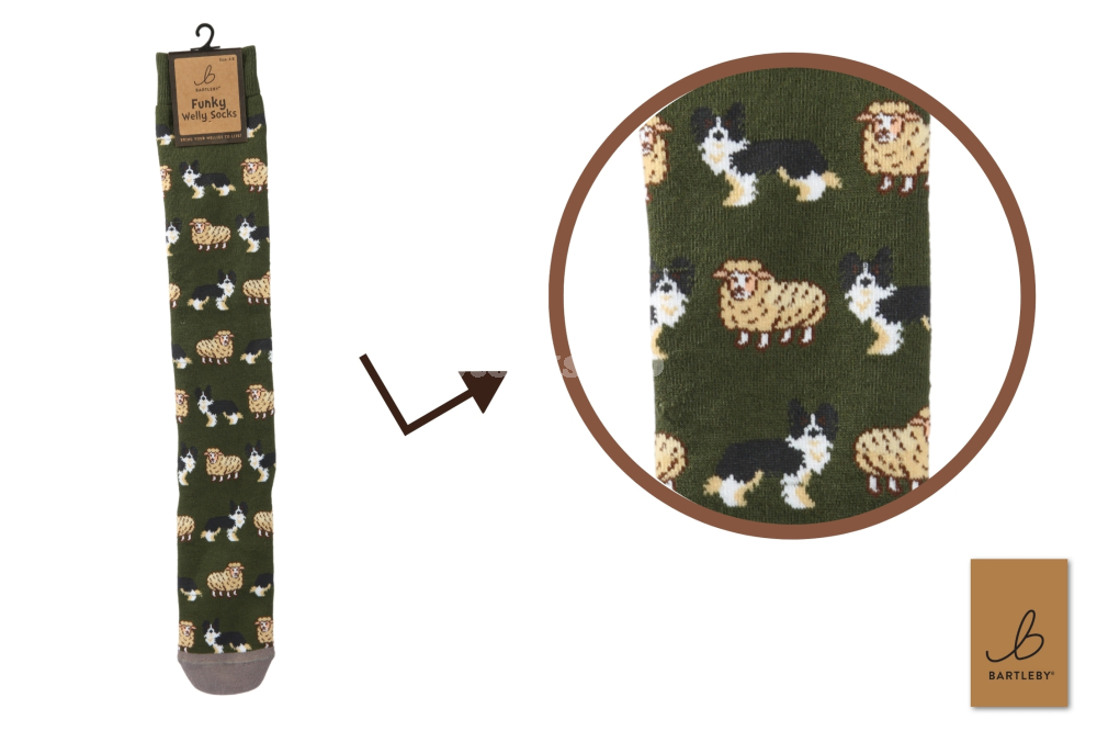 Bartleby Funky Welly Socks - Sheep & Sheepdogs